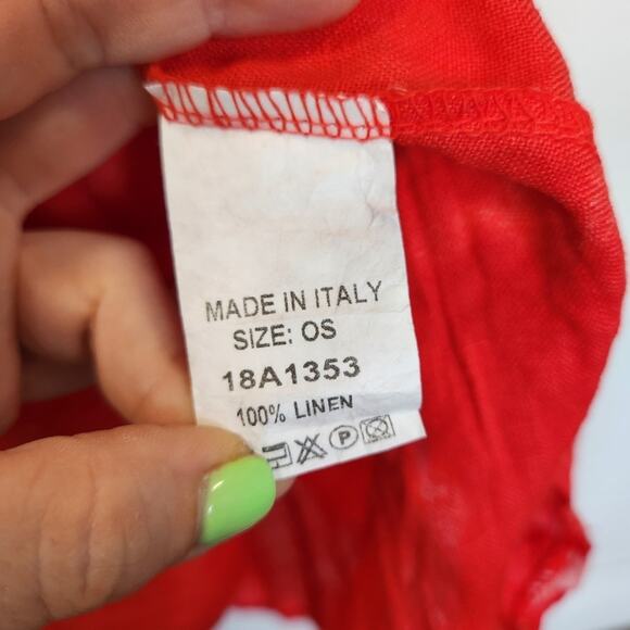 PEZ Linen Midi Tie Dye Dress OS Red‎ Resortwear Beach Coastal Vacation - Picture 4 of 8